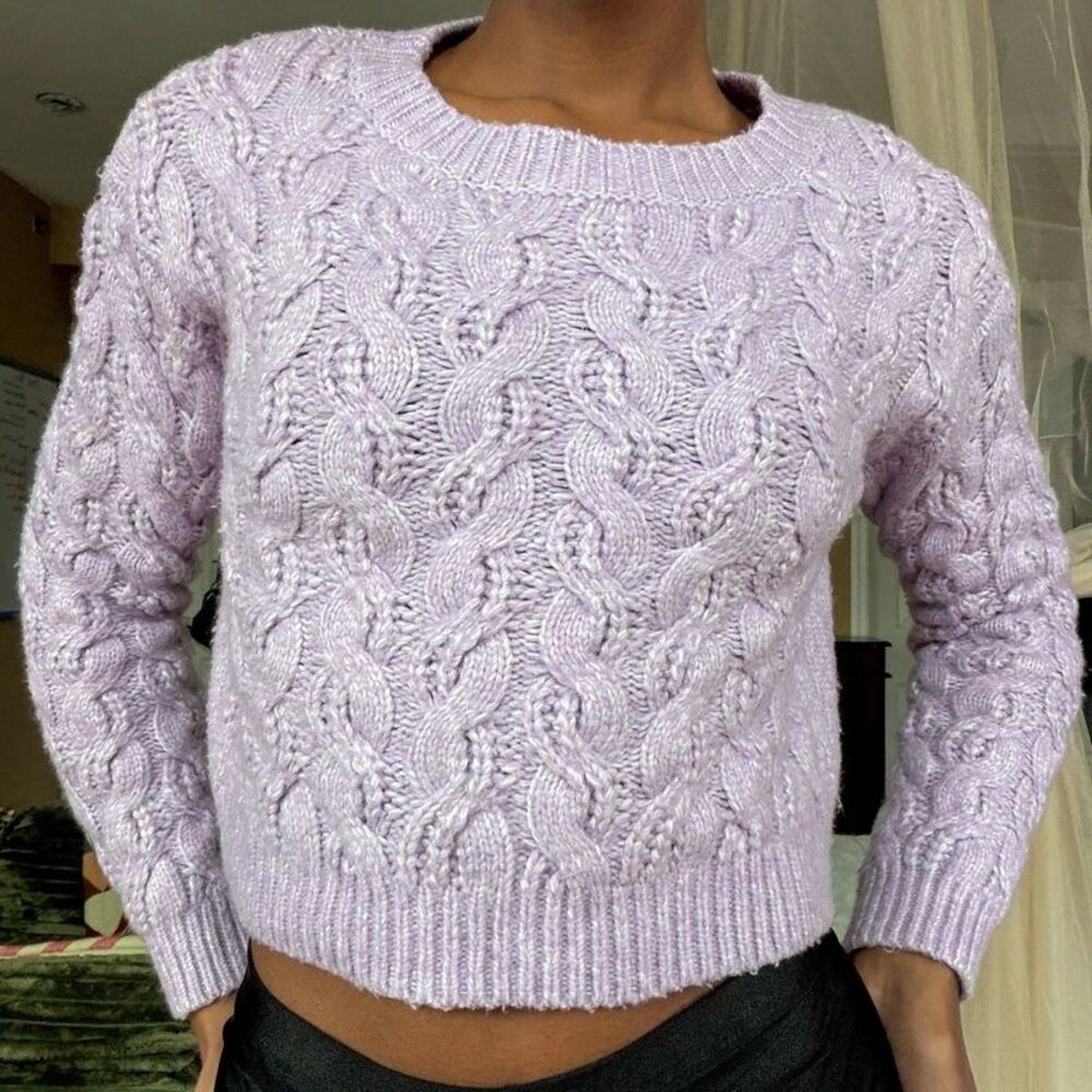 Jessica Simpson Lilac Cable Knit Sweater (Size: S)
